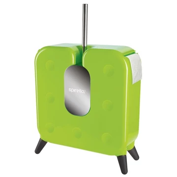 Spirella Cube WC-kefe-tartó, kefe és WC-papír-tartó, zöld